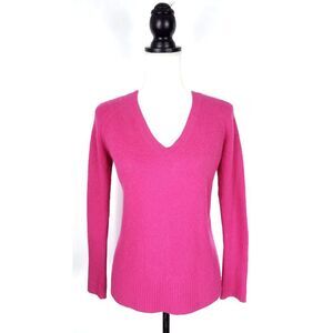 Pure Collection 100% Cashmere Hot Pink V-Neck Sweater Size Small